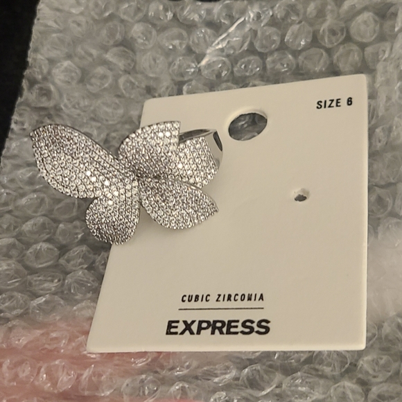 Express Jewelry - Express SIZE 6 Sparkling Silver cubic Zirconia  Butterfly Ring BRAND NEW